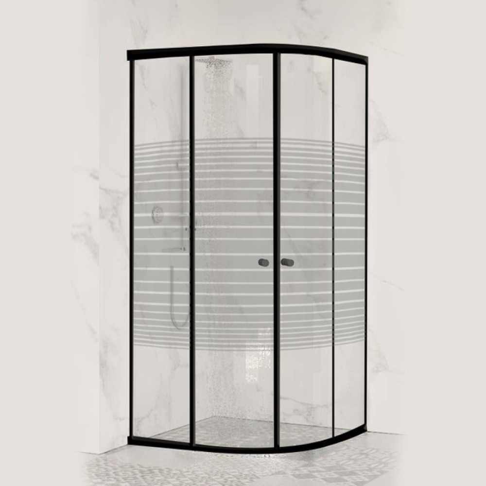Sanica Magna Siyah Oval Çizgi Desenli 4 mm Duşakabin 100 x 100 Cm Duşakabin Fiyatı