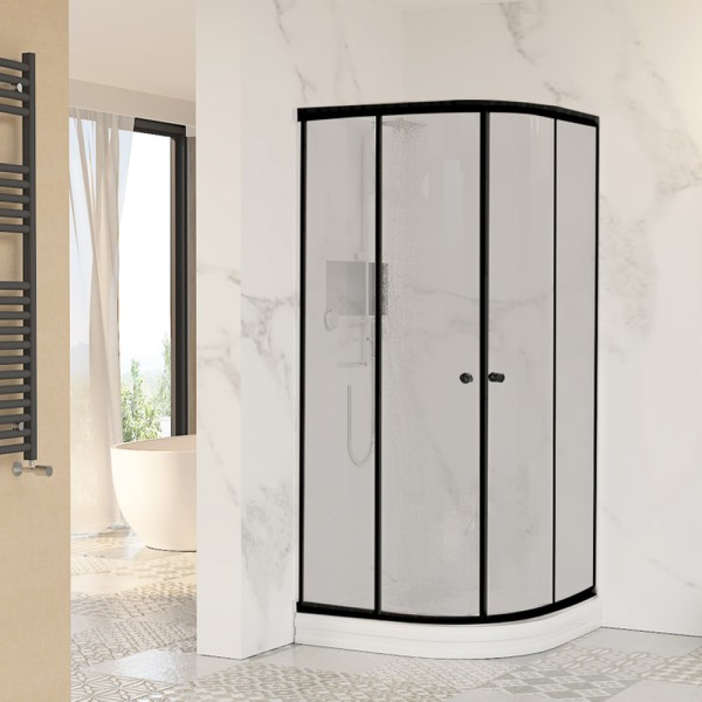 Sanica Magna Siyah Oval Kumlama 4 mm Duşakabin 100 x 100 Cm Duşakabin Fiyatı