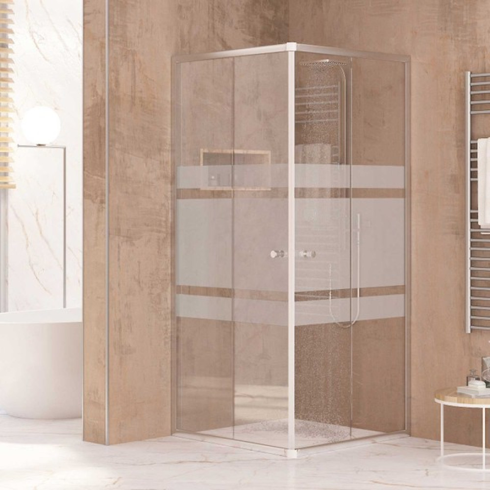 Sanica Orbit Cam Duşakabin 5mm Kare Şerit Desenli 90 x 90 cm - Yok Duşakabin Fiyatı