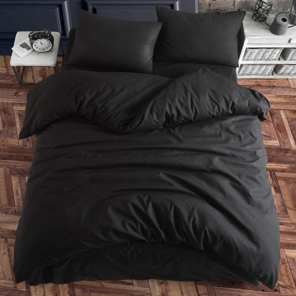 Şanlı Siyah Ranforce Lastik Çarşaflı %100 Pamuklu Nevresim Takımı - 200 x 220 cm Nevresim Takımı Fiyatı
