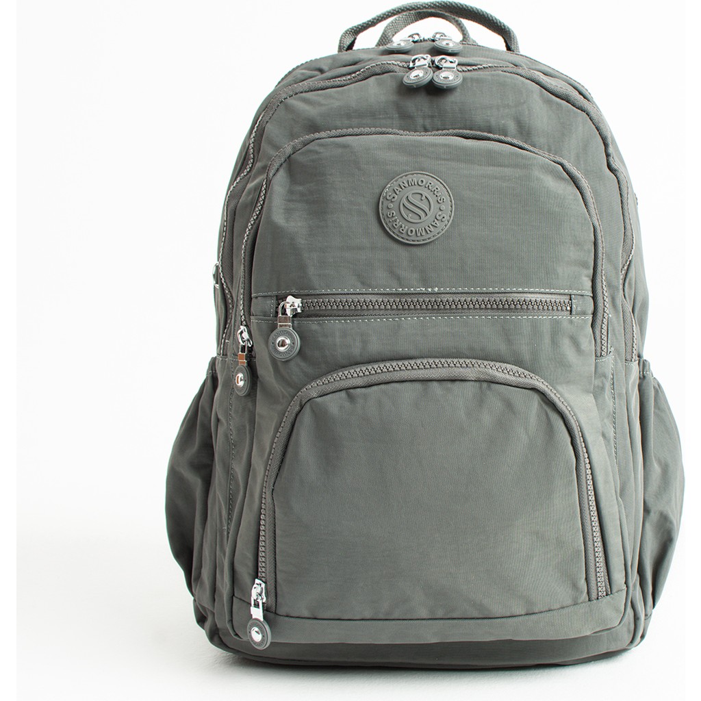 Sanmorris Unisex Suya Dayanıklı Krinkıl Kumaş Çok Gözlü Orta Boy Koyu Gri Renkli Laptop Okul Ve Sırt Çantası Bayan Sırt Çantası Fiyatı