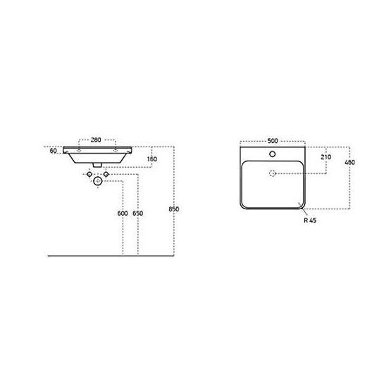 Sanovit Luxury Beyaz Renk 50 cm Konsollu Lavabo