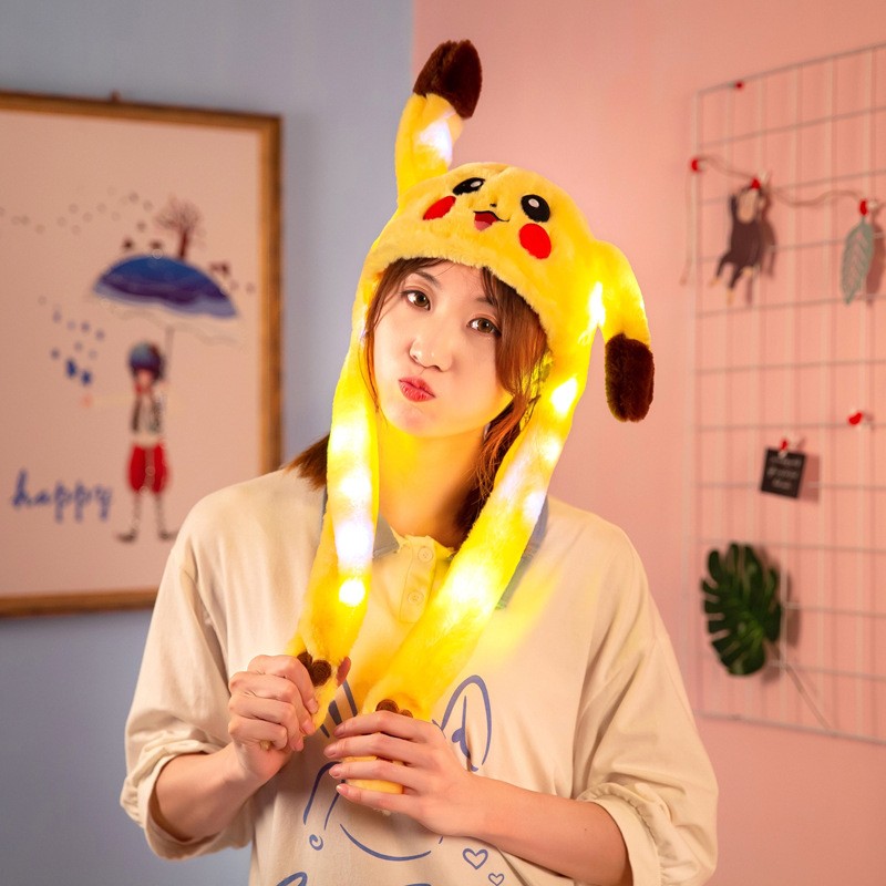 Sanrio Pikaçu Şapka Kulakları Hareket Eden Şapka Işıklı Modlu Peluş Pikachu Şapka Bere Işıklı Şapka Anne Bebek Oyuncak Fiyatı