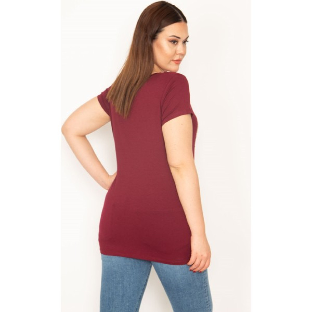 Şans Tekstil Kadın Bordo Payet Detaylı Bluz Bluz Fiyatı