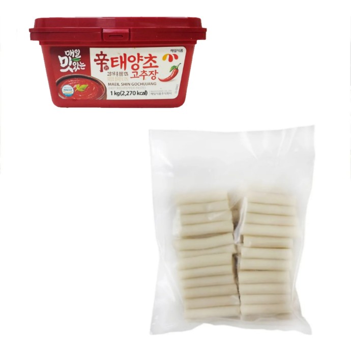 Şanskore Tteokbokki Kore Pirinç Keki 1 kg + Gochujang 1kg Pirinçli Kırmızı Biber Ezmesi Seti - 2 kg Konserve Fiyatı