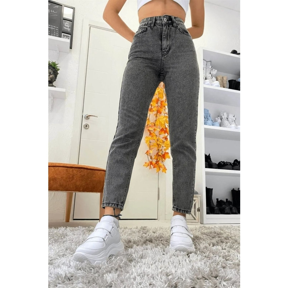 SANTA BELLA Estonya Füme Mom Jean Kadın Boyfriend Yüksek Bel Power Likra Toparlayıcı 26 Beden Bayan Jeans / Kot Pantolon Fiyatı