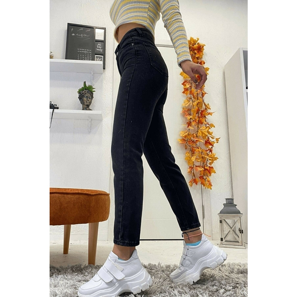 SANTA BELLA Mila Siyah Solmaz Mom Jean Kadın Boyfriend Yüksek Bel Power Likra 27 Beden Bayan Jeans / Kot Pantolon Fiyatı