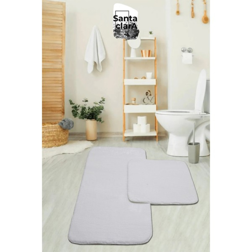 Santa Clara 80X120 + 80X50 Beyaz Banyo Paspas Takımı Peluş Kaymaz Taban Yıkanabilir - 2 li takım Klozet Takımı Fiyatı