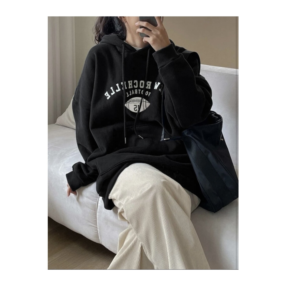 SANTAMİNA Unisex Siyah New Rochelle Baskılı Kapüşonlu Oversize Sweatshirt S Beden Bayan Sweatshirt Fiyatı