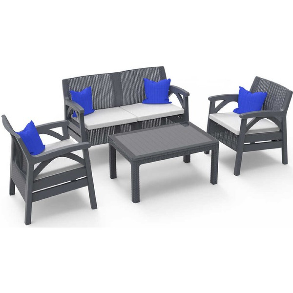 Santana Rattan 4lü Bahçe Balkon Takımı ve Oturma Grubu Antrasit Bahçe Mobilyası Takımı Fiyatı