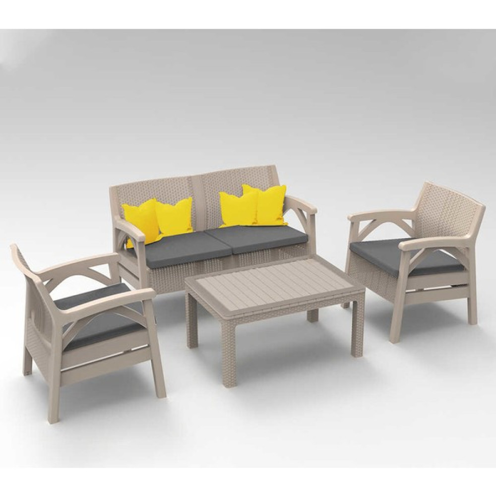 Santana Rattan 4lü Bahçe Balkon Takımı ve Oturma Grubu Cappuccino Bahçe Mobilyası Takımı Fiyatı
