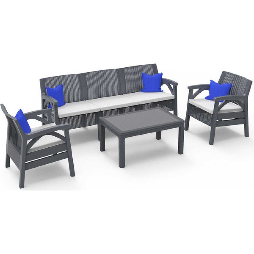 Santana Rattan 5li Bahçe Balkon Takımı ve Oturma Grubu Antrasit Bahçe Mobilyası Takımı Fiyatı