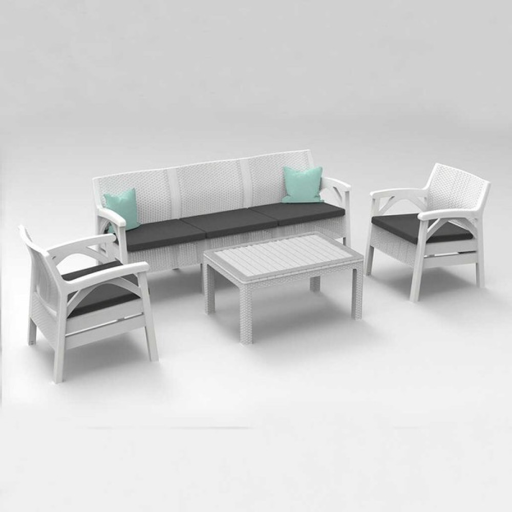 Santana Rattan 5li Bahçe Balkon Takımı ve Oturma Grubu Beyaz Bahçe Mobilyası Takımı Fiyatı