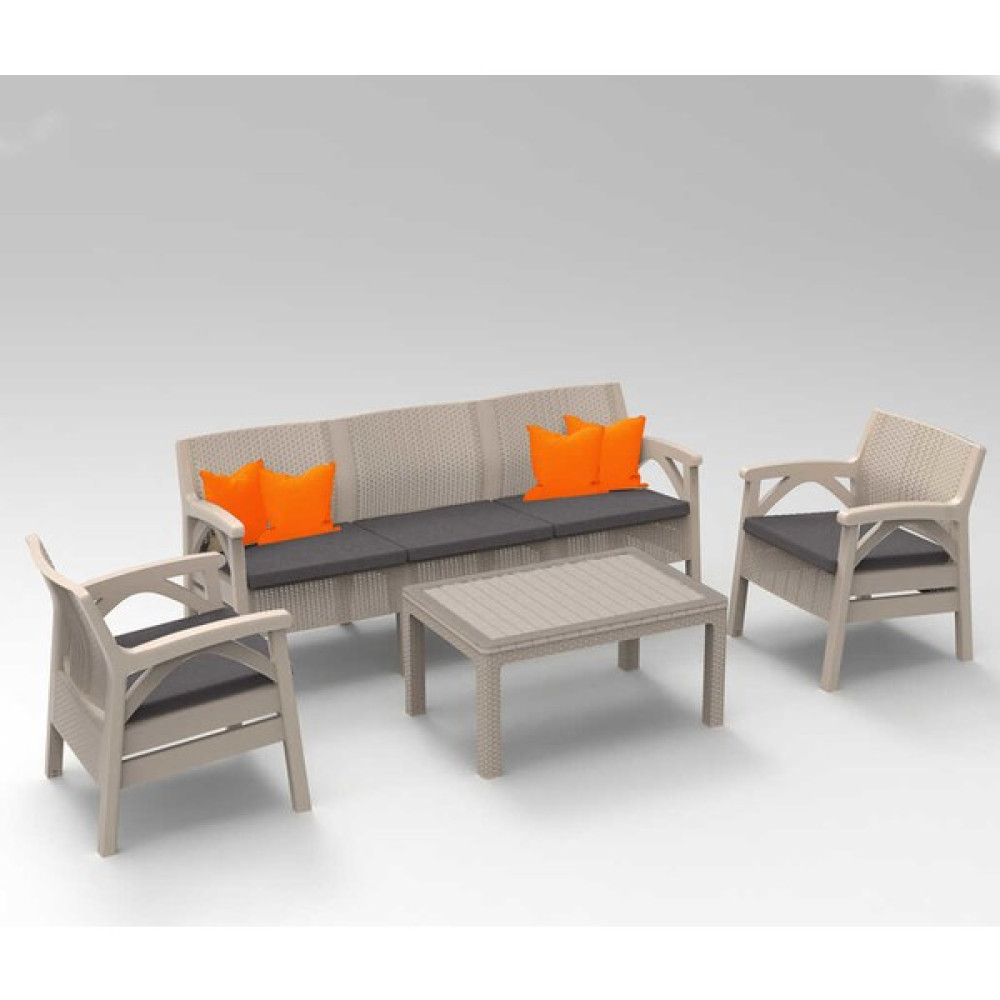 Santana Rattan 5li Bahçe Balkon Takımı ve Oturma Grubu Cappuccino Bahçe Mobilyası Takımı Fiyatı