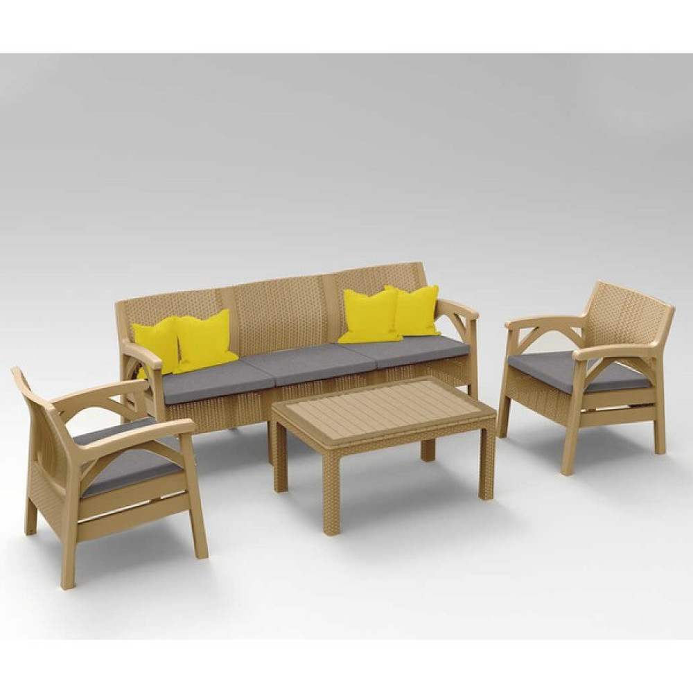 Santana Rattan 5li Bahçe Balkon Takımı ve Oturma Grubu Çöl Beji Bahçe Mobilyası Takımı Fiyatı