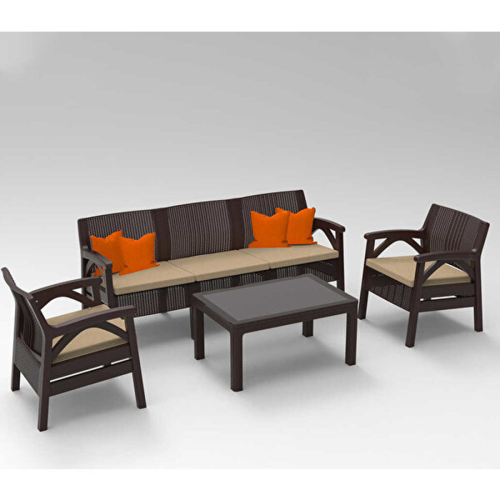 Santana Rattan 5li Bahçe Balkon Takımı ve Oturma Grubu Kahve Bahçe Mobilyası Takımı Fiyatı