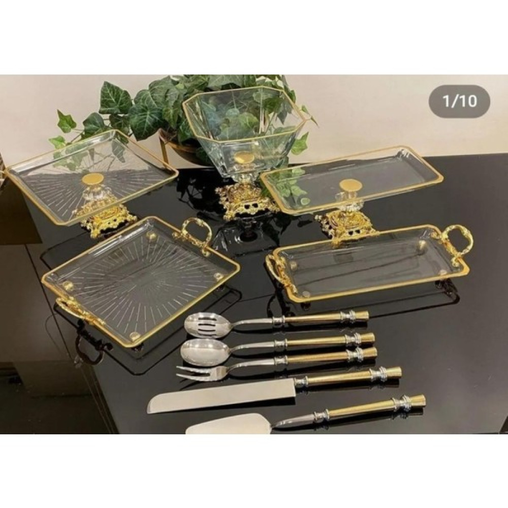 Santara Exclusive Döküm Ayaklı Gold 10 Parçadan Oluşan Muhteşem Sunum & Servis Seti Mutfak Gereçleri Fiyatı