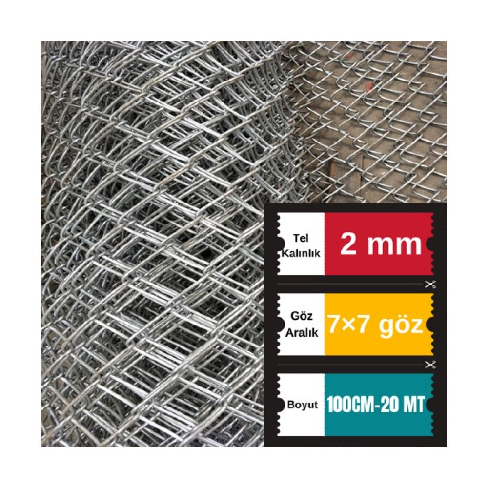 Santas 2 mm Tel Kalınlığı 7×7 cm Göz ( 100 cm -20METRE )Galvanizli Helezon Bahçe Çit Tel Örgü Oto Boyaları Fiyatı