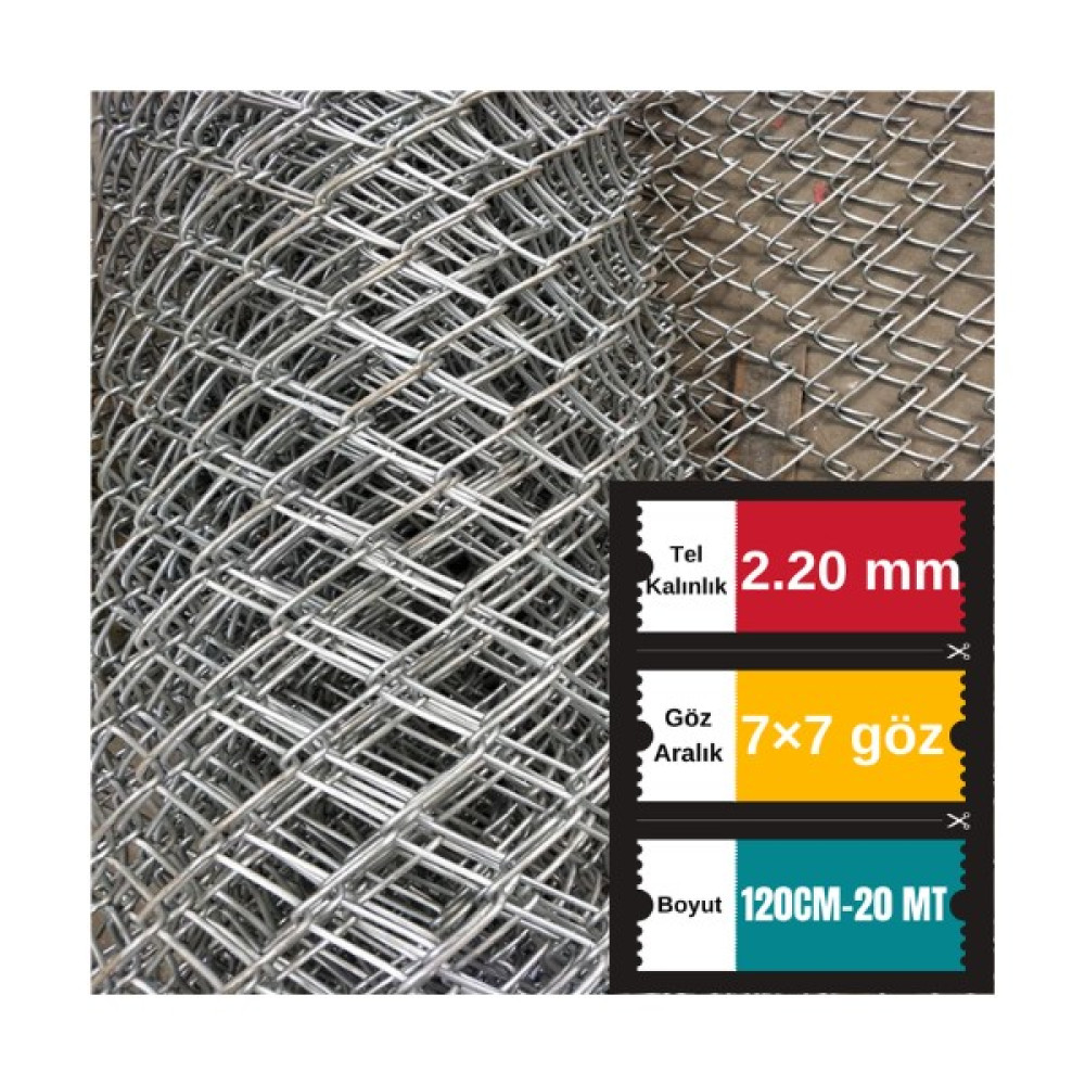 Santas 2.20 mm Tel Kalınlığı 7×7 cm Göz ( 120CM -20METRE )Galvanizli Helezon Bahçe Çit Tel Örgü Oto Boyaları Fiyatı