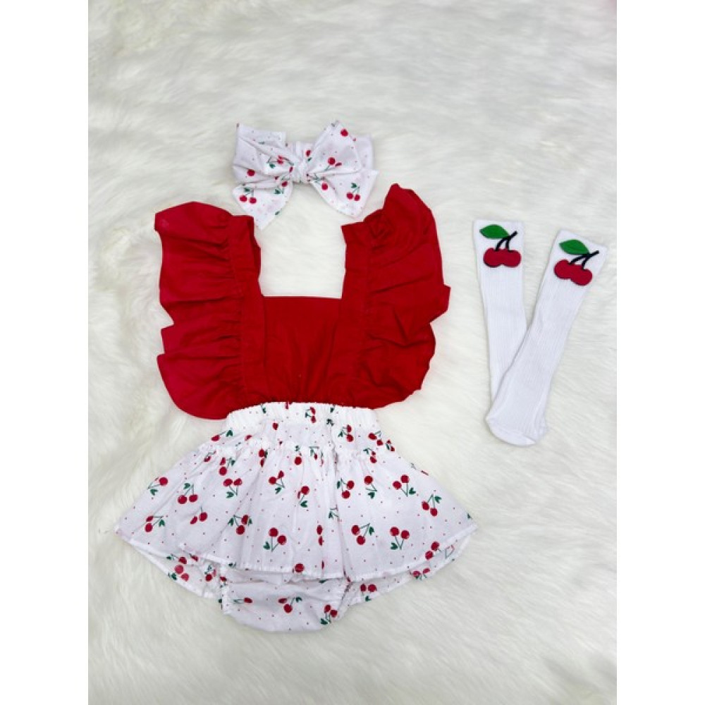 Şapka Kids Kız Bebek Kiraz Slopet Bandana ve Çorap Set10 Bebek Elbisesi Fiyatı