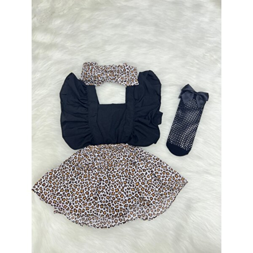 Şapka Kids Kız Bebek Leopar Slopet Bandana ve Çorap Set10 Kız Çocuk Elbise Fiyatı