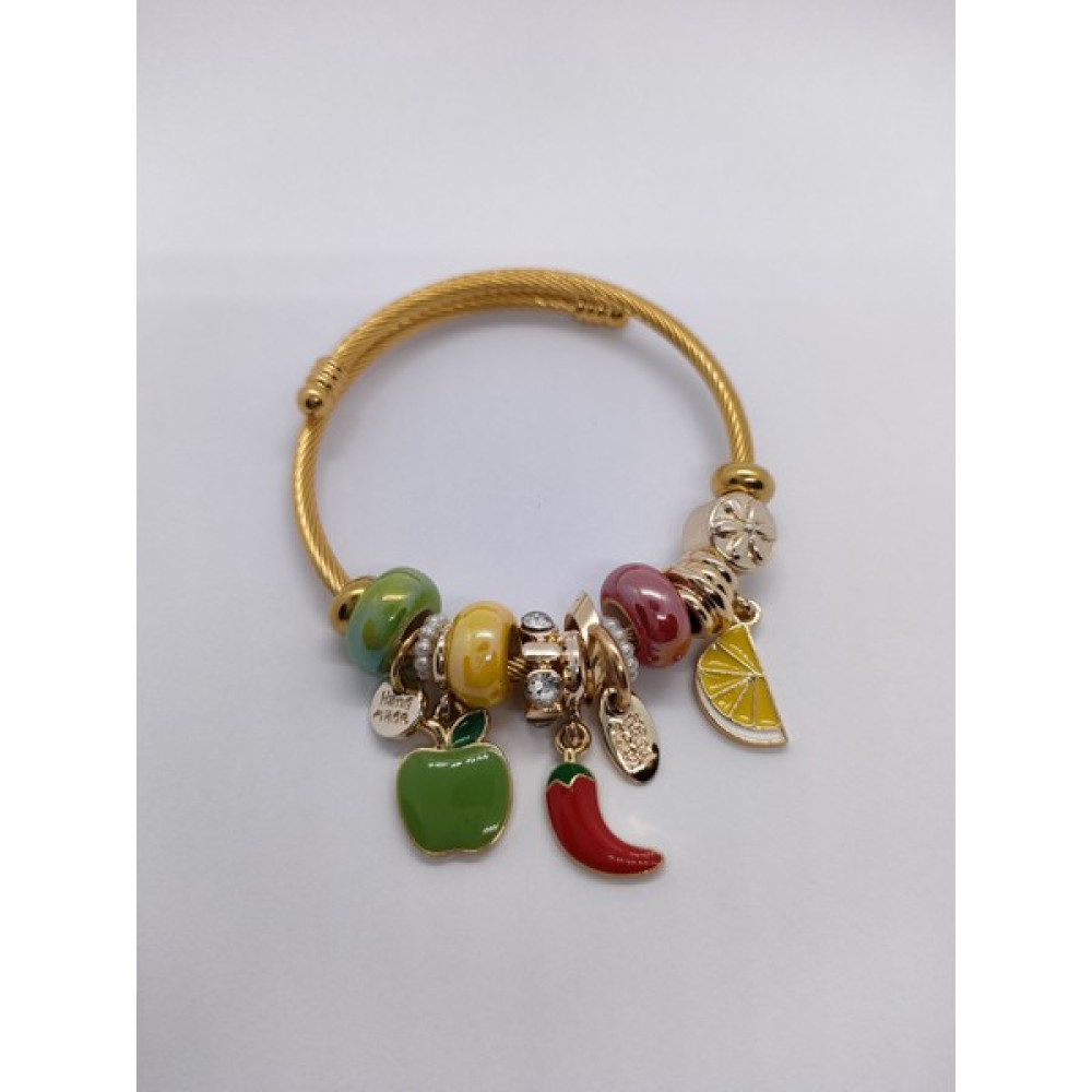 Sapphire Store Gold Renk Renkli Meyveler Pandora Charm Bileklik - Standart Saat ve Bileklik Aksesuarı Fiyatı