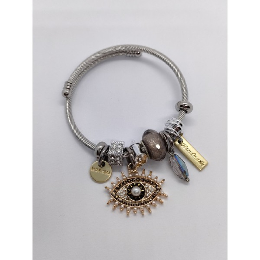 Sapphire Store Gümüş Renk Göz Detaylı Pandora Charm Bileklik - Standart Saat ve Bileklik Aksesuarı Fiyatı