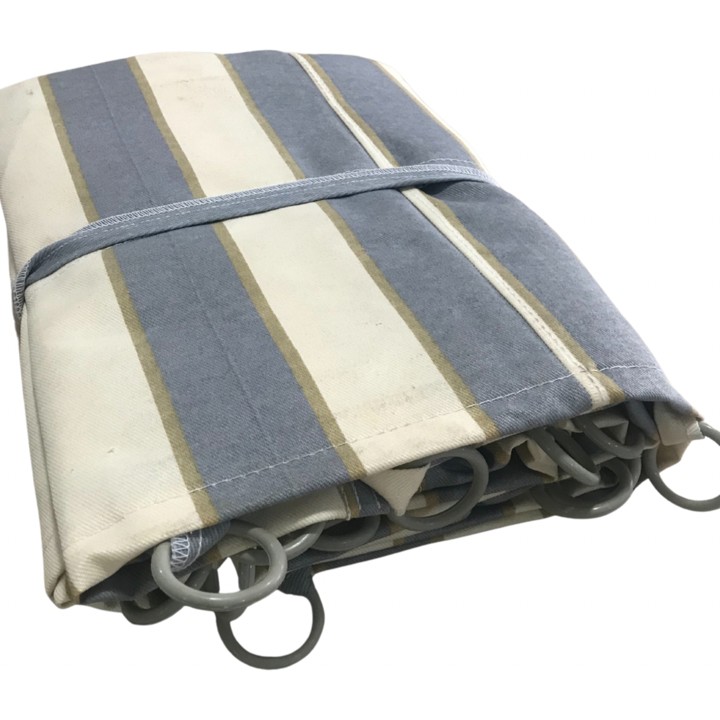 Saran Branda Halkalı Balkon Perdesi Çizgili Bağcıklı Güneşlik Koruma Perdesi Balkon Perdesi Branda - Gri - Krem - 250 x 230 cm Perde Fiyatı