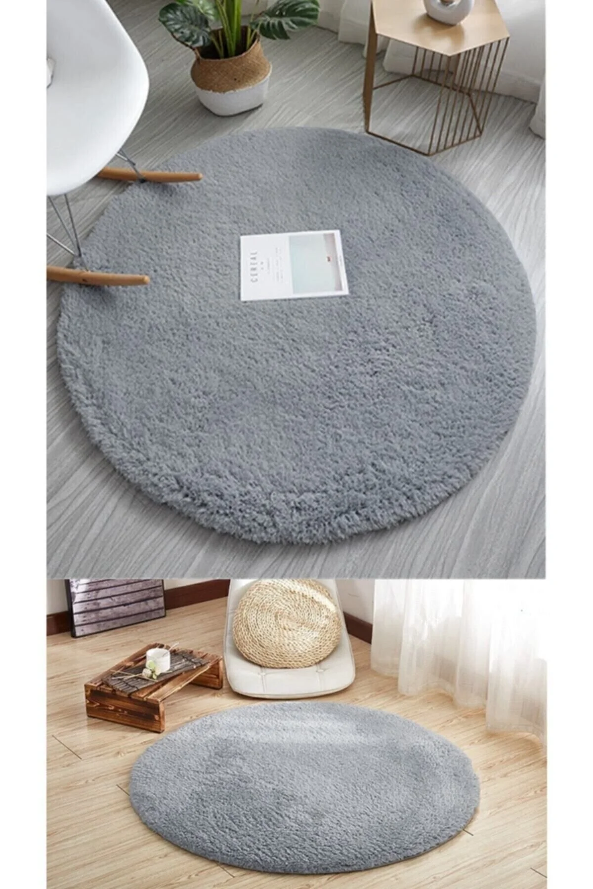 SARAR HALI Sürpriz Ev Tekstil Yuvarlak Post Antrasit Gri Peluş Yıkanabilir Halı 100 x 100 Beden" Kilim Fiyatı