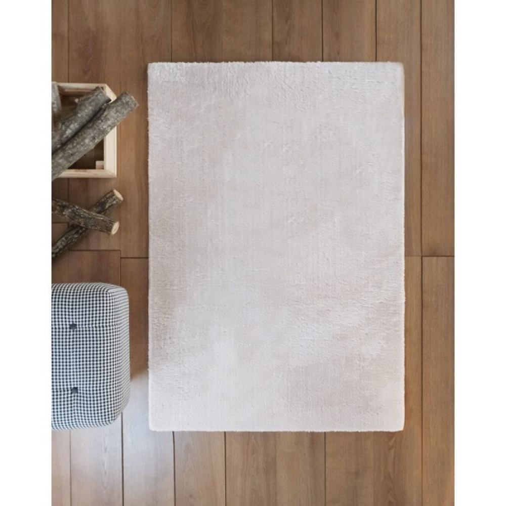 SARAR HALI Tavsan Kaymaz Taban Krem Post Peluş Düz Halı - 150 x 300 cm Salon Halısı Fiyatı