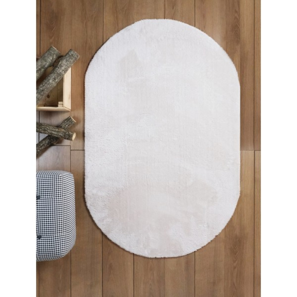 SARAR HALI Tavsan Kaymaz Taban Krem Post Peluş Oval Halı - 80 x 120 cm Salon Halısı Fiyatı