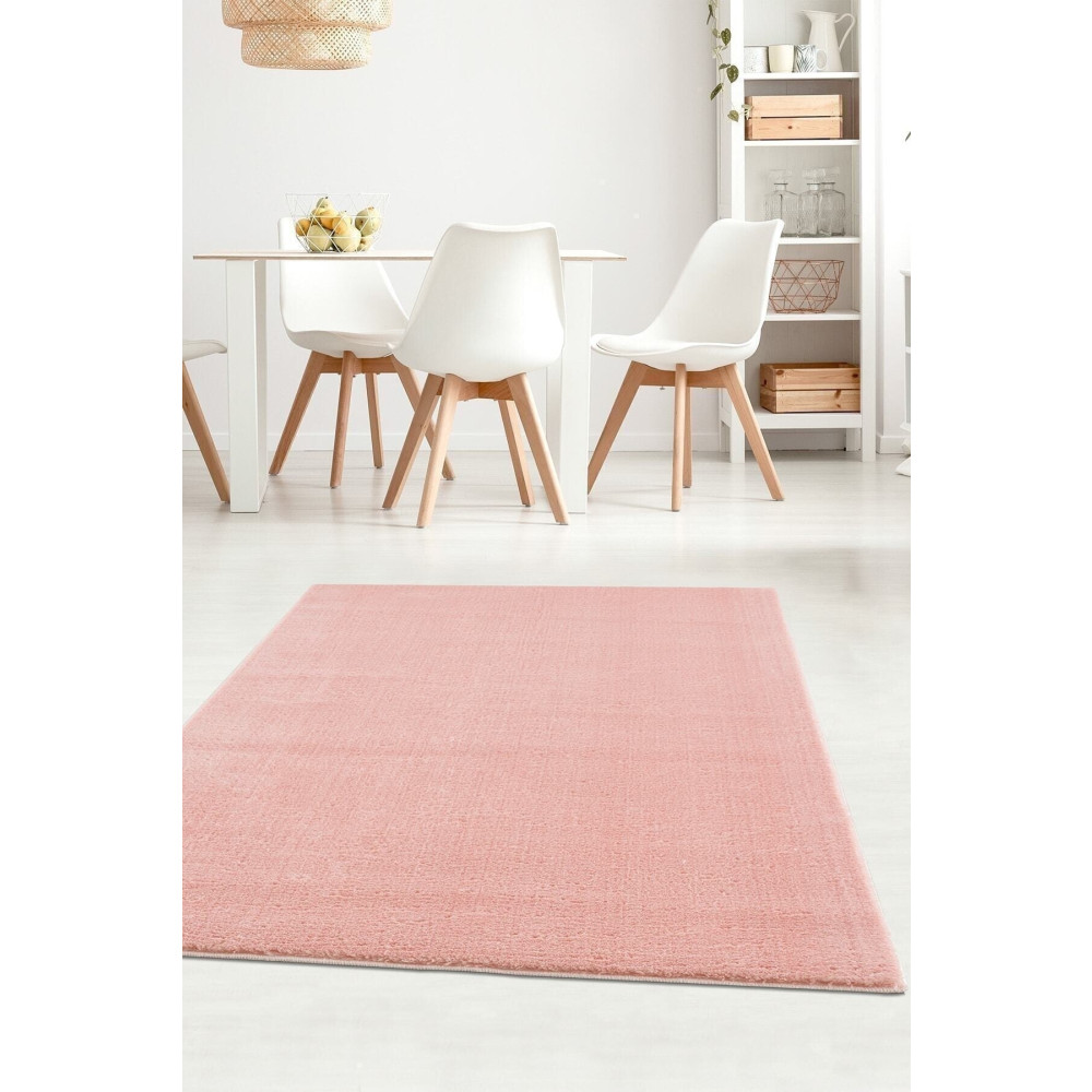 Sarar Pembe Pudra Peluş Halı Post Halı Kaymaz Taban 120 x 400 Beden Kilim Fiyatı