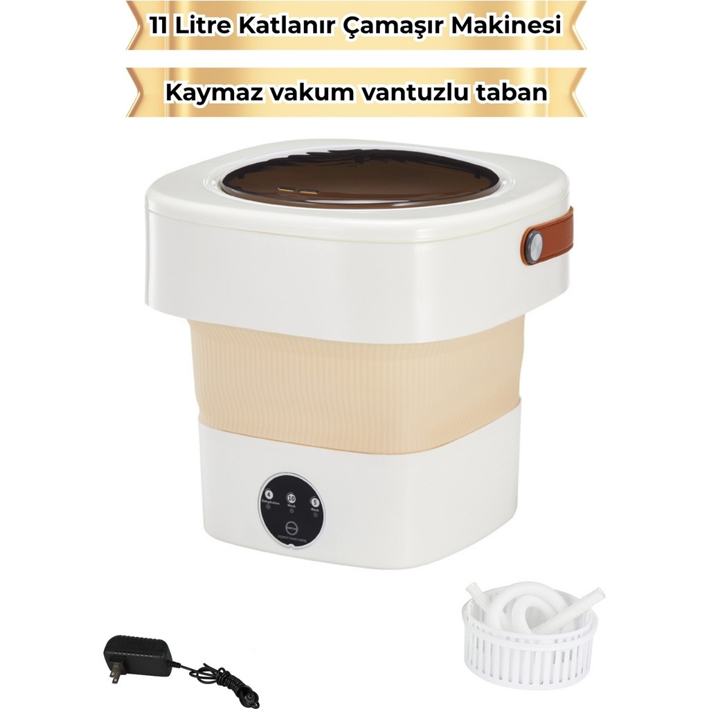 Saravita 11 Litre Katlanır Mini Çamaşır Makinesi– Taşınabilir Sessiz Bebek Çamaşırı Kamp Seyahat - Beyaz Çamaşır Makineleri Fiyatı