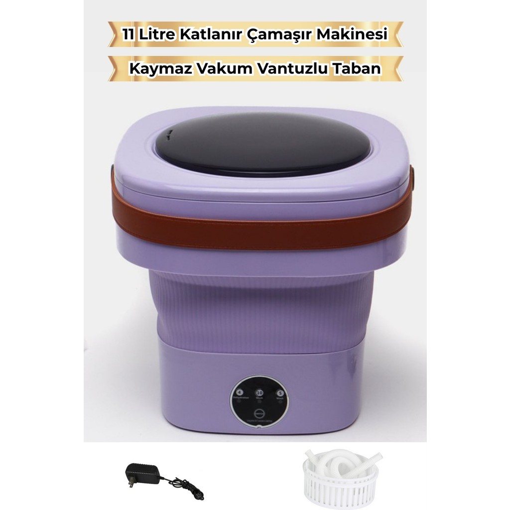 Saravita 11 Litre Katlanır Mini Çamaşır Makinesi– Taşınabilir Sessiz Bebek Çamaşırı Kamp Seyahat - Mor Çamaşır Makineleri Fiyatı