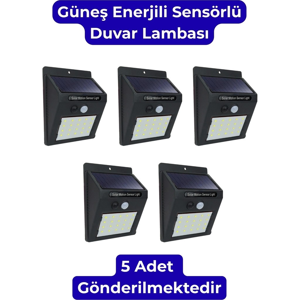 Saravita 5 Adet Bahçe Aydınlatma Solar LED Işık Sensörlü Duvar Lambası Su Geçirmez Otomatik - Beyaz Diğer Fiyatı