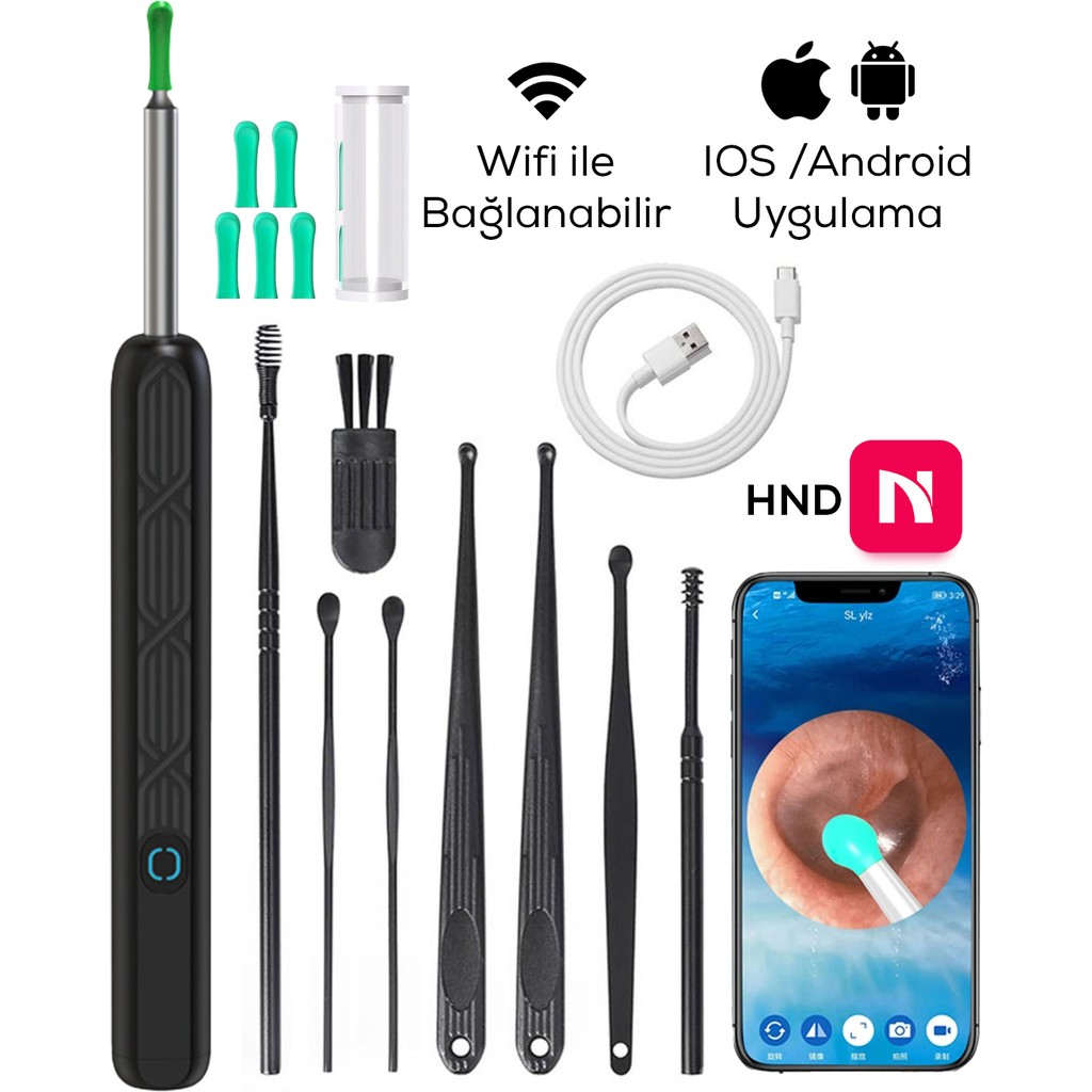 Saravita Kablosuz Wifi Akıllı Kameralı Kulak Temizleme Çubuğu – Ios Android Uyumlu 1296P Hd Diğer Fiyatı