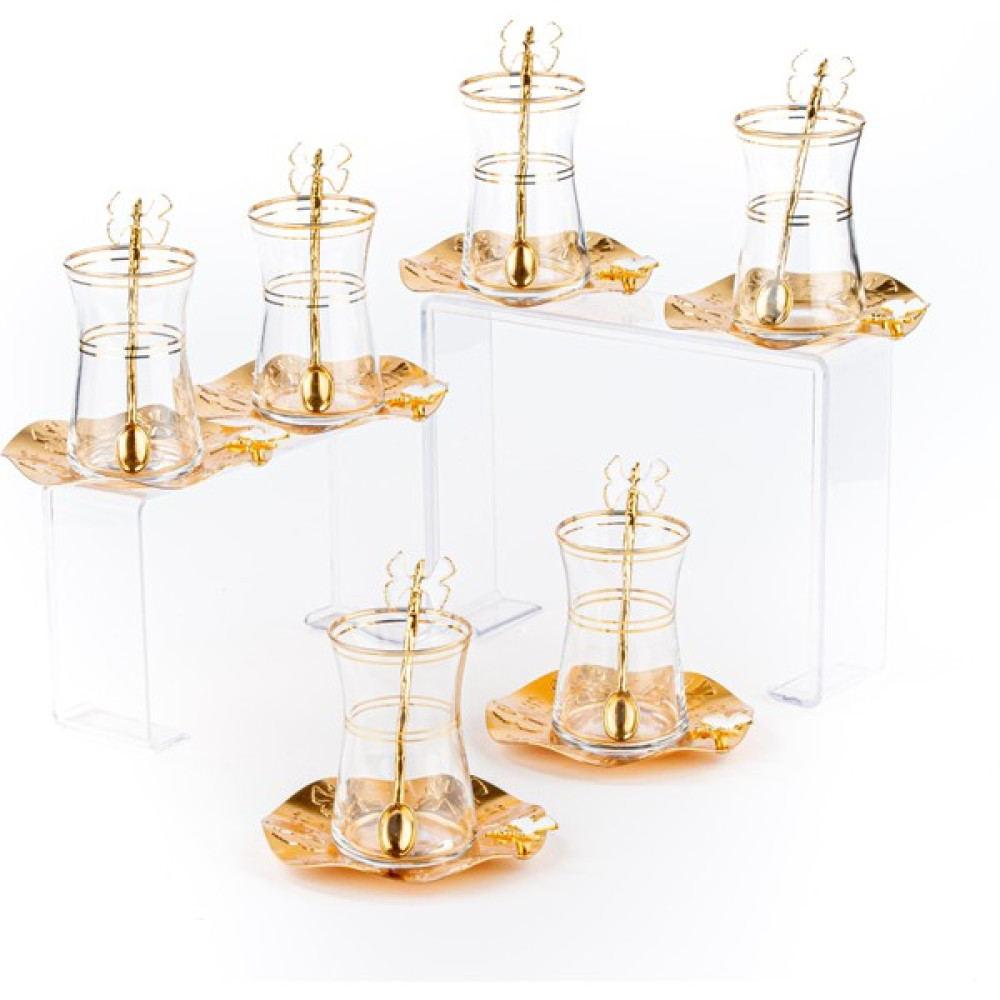Saray Ottoman Çay Bardağı Çay Seti Çay Takımı Hediyelik Kelebek Çay Takımı Beyaz - Renkli - 100 ml Fincan / Bardak / Kahve Takımı Fiyatı