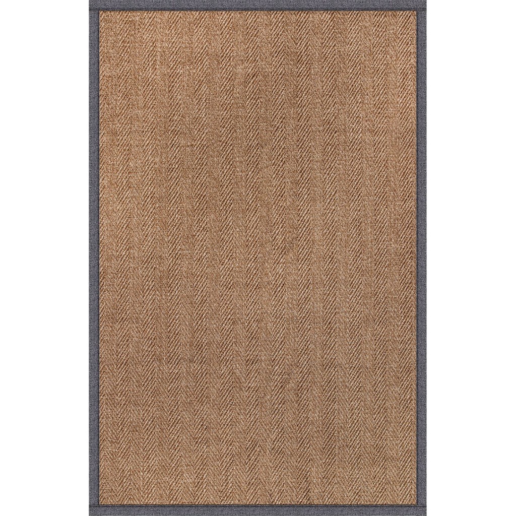 Saraz Halı 0503-GRI Kumaş Bordür Sisal Halı Kilim Hav Toz Vermez Kolay Temizlenen Hasır Kilim - 80 x 350 cm - Bej - Gri Salon Halısı Fiyatı