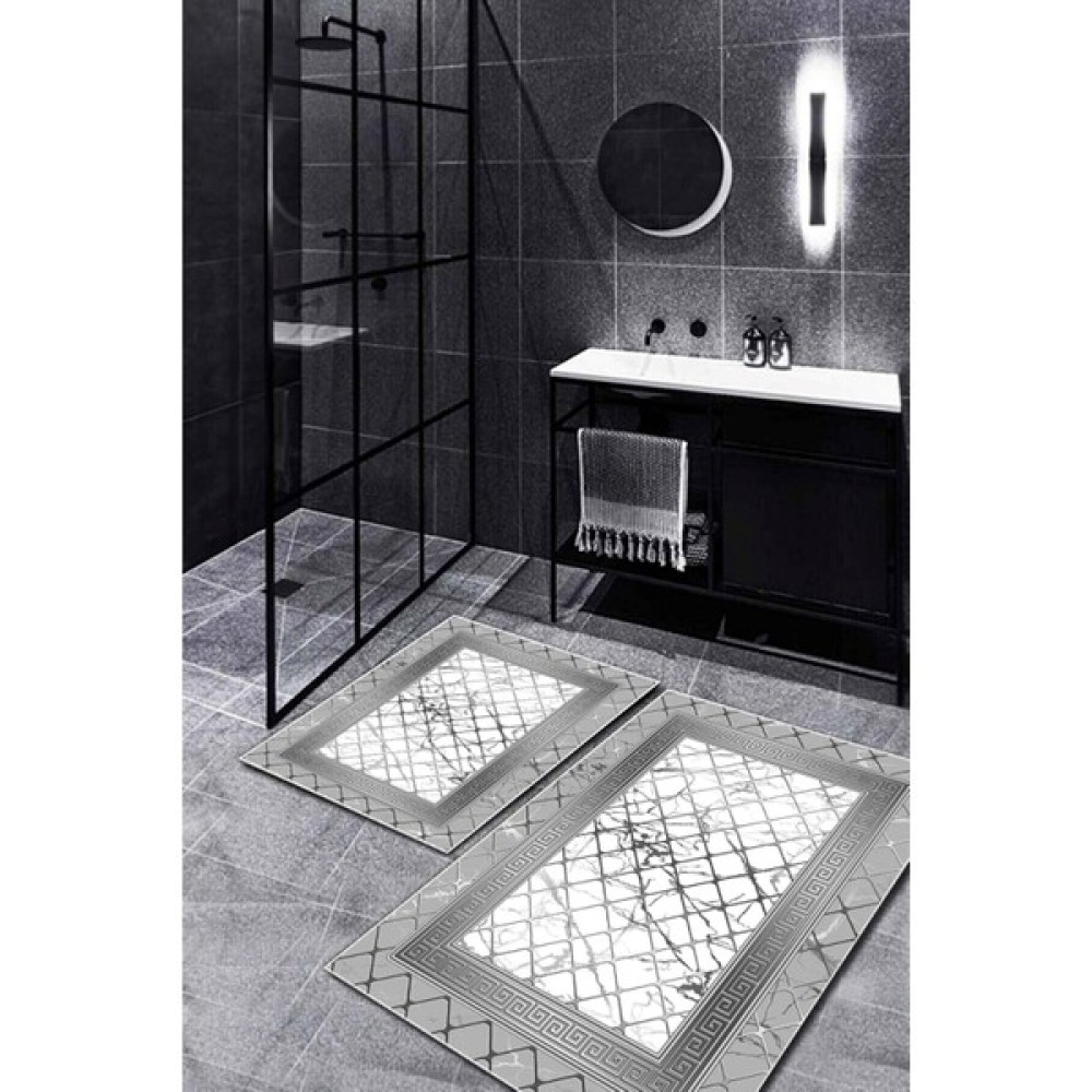 Saraz Halı Banyo Paspas 2'Li Gri Beyaz Modern 2 2 Li Banyo Paspas Gri Beyaz Modern 1 - Banyo Klozet Takımı - Gri - Beyaz Klozet Takımı Fiyatı