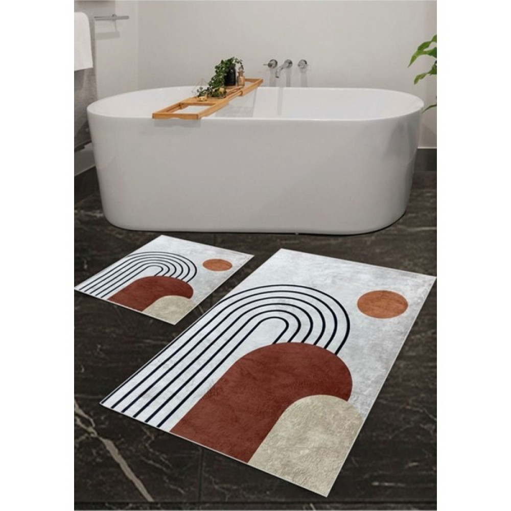 Saraz Halı Modern Art Deco Banyo Paspas 1 Model Home Art Deco Banyo Paspas 2 Li - Banyo Klozet Takımı - Kahverengi Klozet Takımı Fiyatı