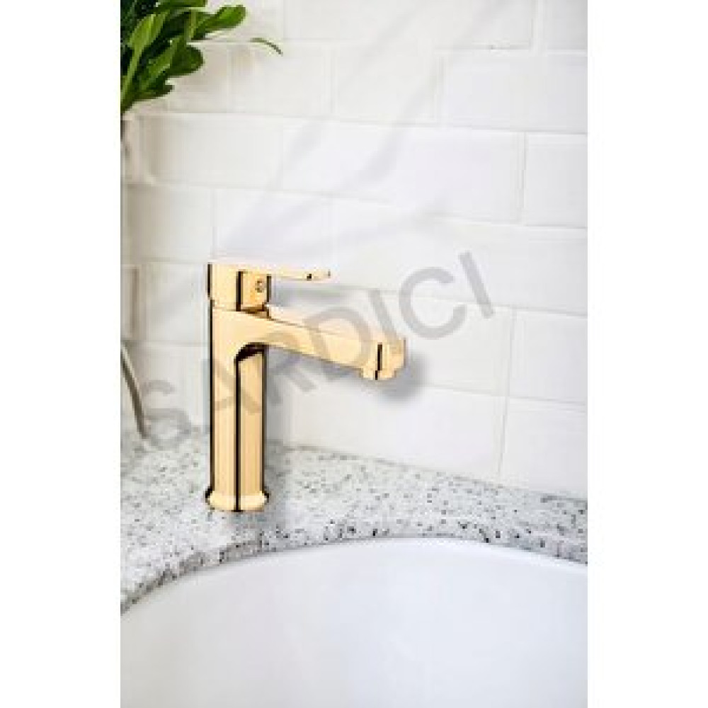 Sardıcı Sante Gold Altın Lavabo Bataryası Çift Su Girişli 5 Yıl Garantili Bataryalar Fiyatı