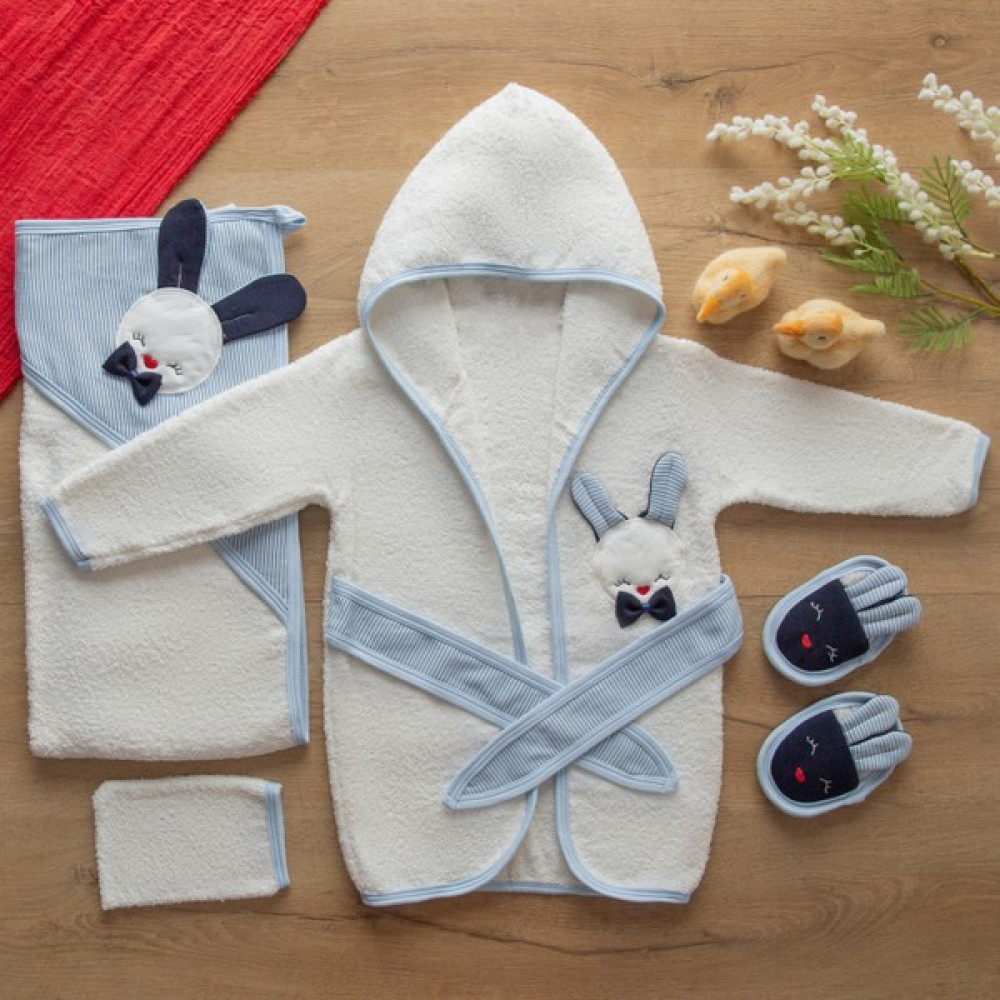 Sare Baby Bebek Bornoz Seti Erkek - 0 - 2 Yaş - Lacivert Bebek Banyo-Tuvalet Fiyatı
