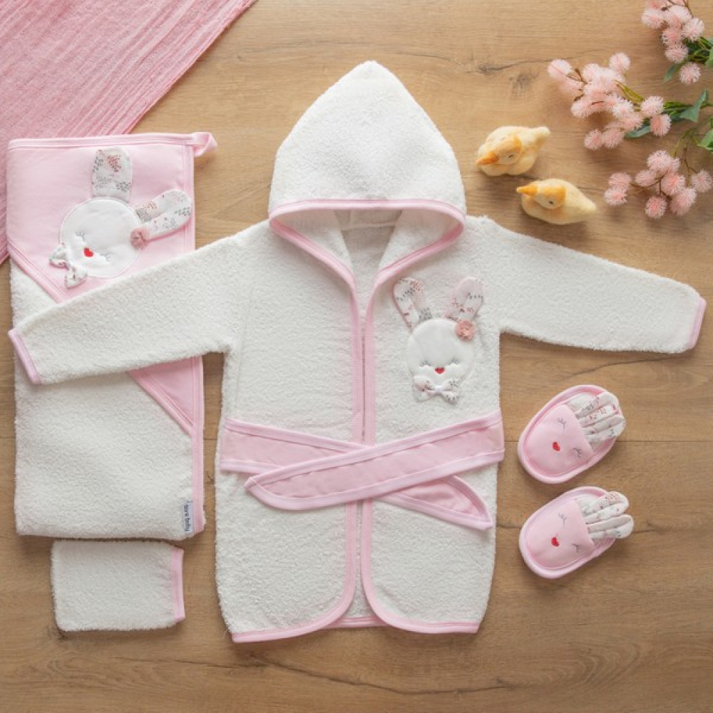 Sare Baby Bebek Bornoz Takımı Kız - 0 - 2 Yaş - Pembe Bebek Banyo-Tuvalet Fiyatı