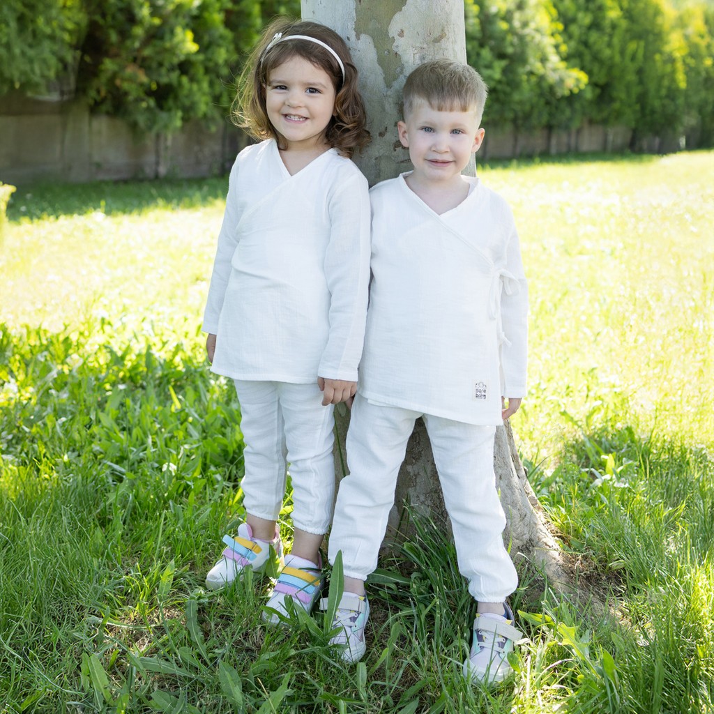 Sare Baby Müslin Bebek Takımı Bağcıklı Model Alt Üst Set %100 Doğal Pamuk Bebek Giysi Takım Fiyatı
