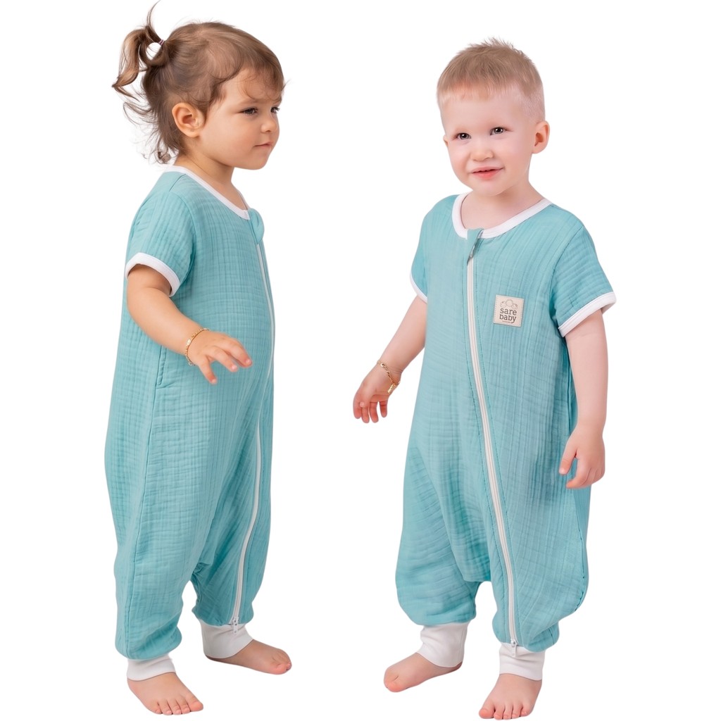 Sare Baby Müslin Uyku Tulumu 0.5 Tog Oeko-Tex Sertifikalı %100 Doğal Pamuk Turkuaz Rengi Giyim & İç Giyim Fiyatı