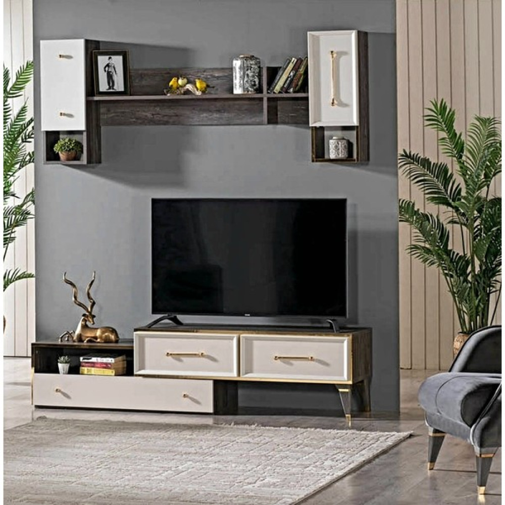 Sare Home Carina Tv Ünitesi - Ceviz - Gri Tv Ünitesi / Sehpası Fiyatı