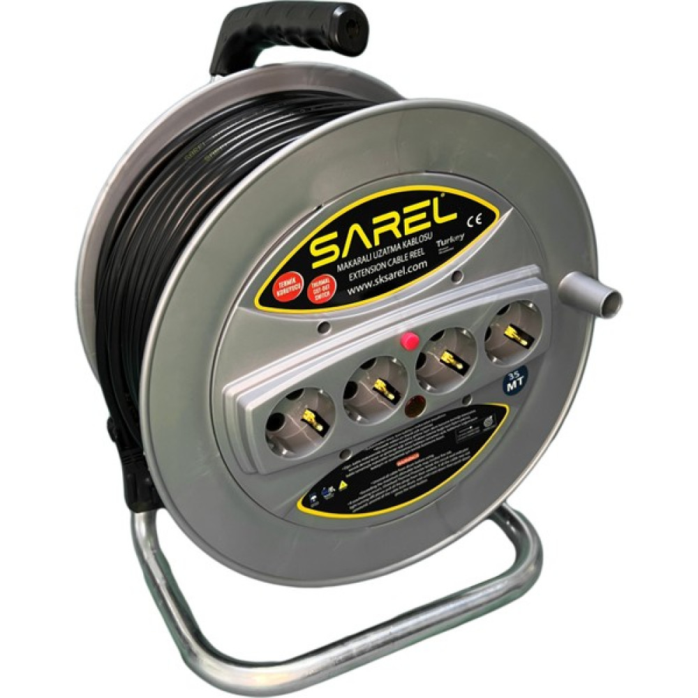 Sarel Termal Sigortalı 3*1.5 Mm^2 35 mt Makaralı Uzatma Kablosu - Gri Prizler Fiyatı
