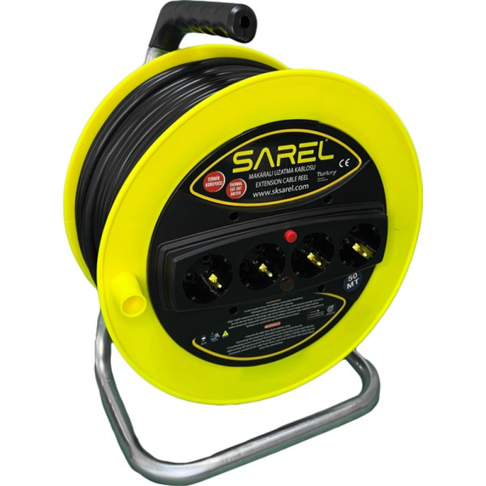 Sarel Termal Sigortalı 3*1.5 Mm^2 50 mt Makaralı Uzatma Kablosu Sarı Oto Boyaları Fiyatı
