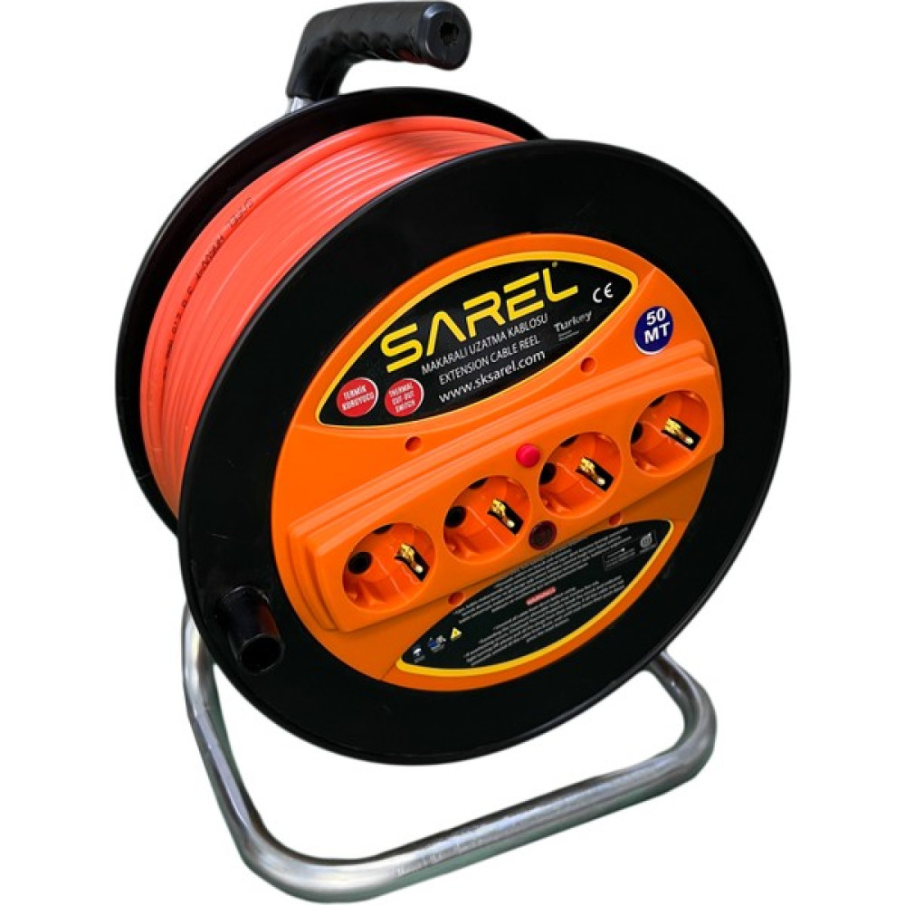 Sarel Termal Sigortalı 3*2.5 Mm^2 50 mt Makaralı Uzatma Kablosu - Siyah Prizler Fiyatı