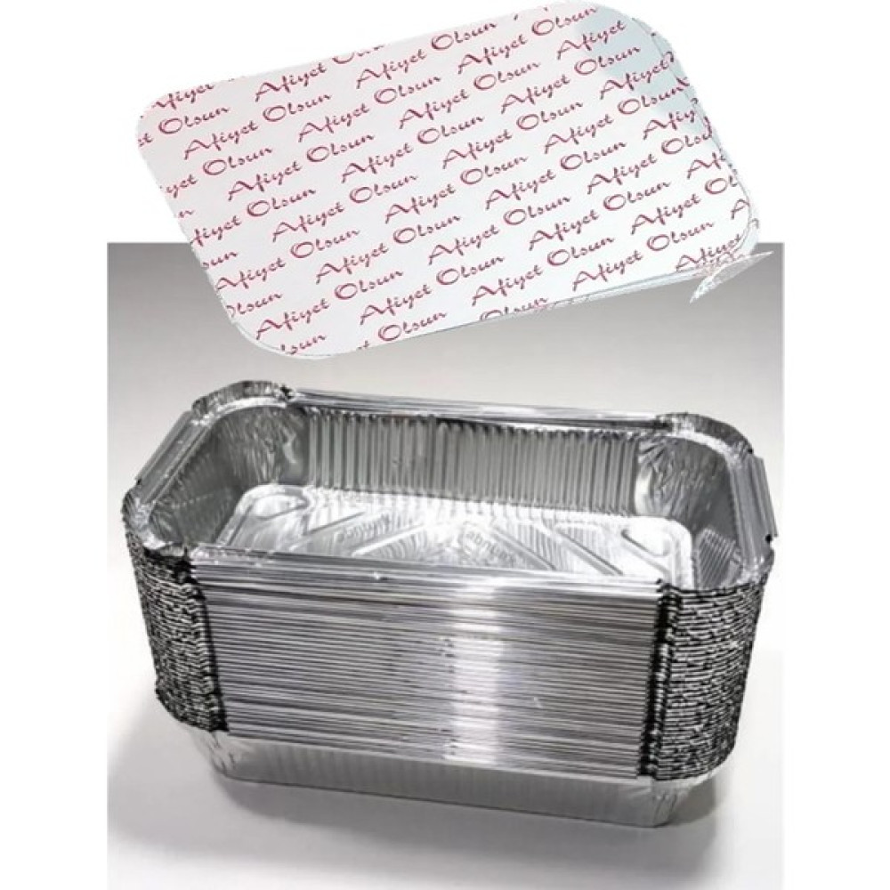 Sarem Ambalaj Alüminyum Folyo Yemek Kabı KAPAKLI20X12 cm 50 Adet Saklama Kapları Fiyatı